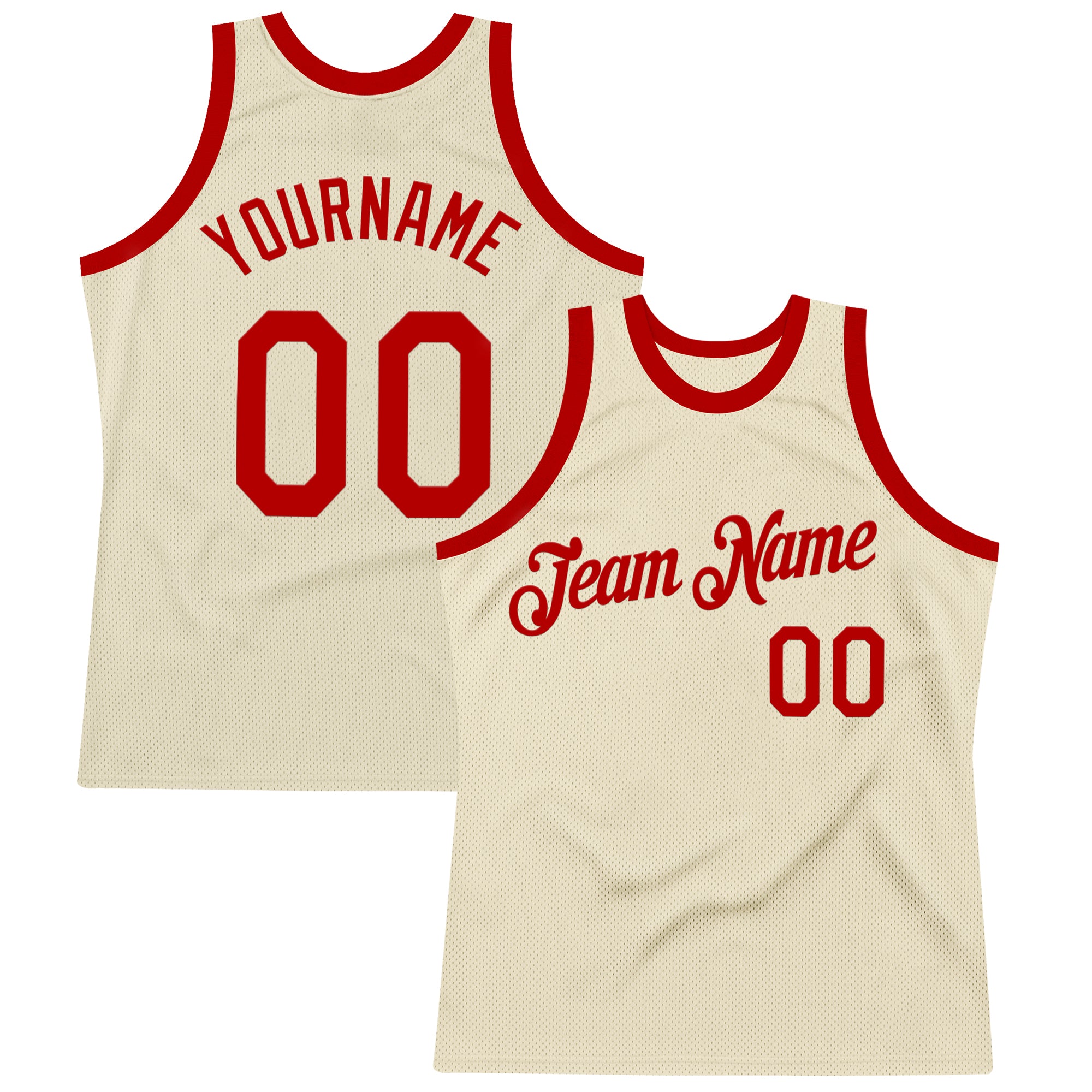 Custom Cream Red Authentic Throwback Basketball Jersey