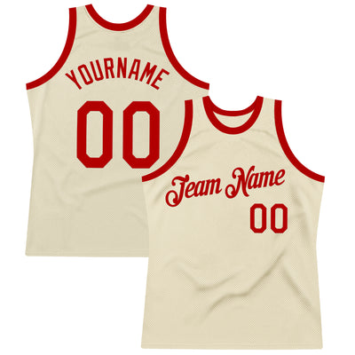 Custom Cream Red Authentic Throwback Basketball Jersey