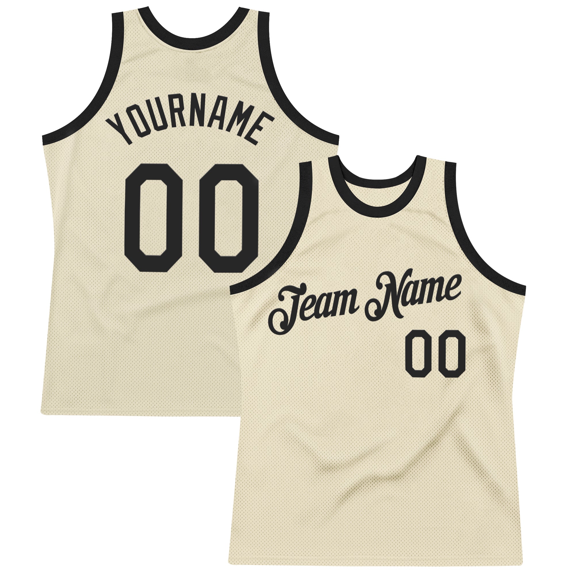 Custom Cream Black Authentic Throwback Basketball Jersey