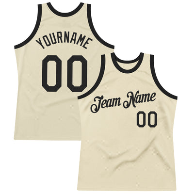 Custom Cream Black Authentic Throwback Basketball Jersey