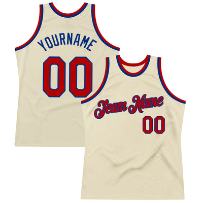 Custom Cream Red-Royal Authentic Throwback Basketball Jersey