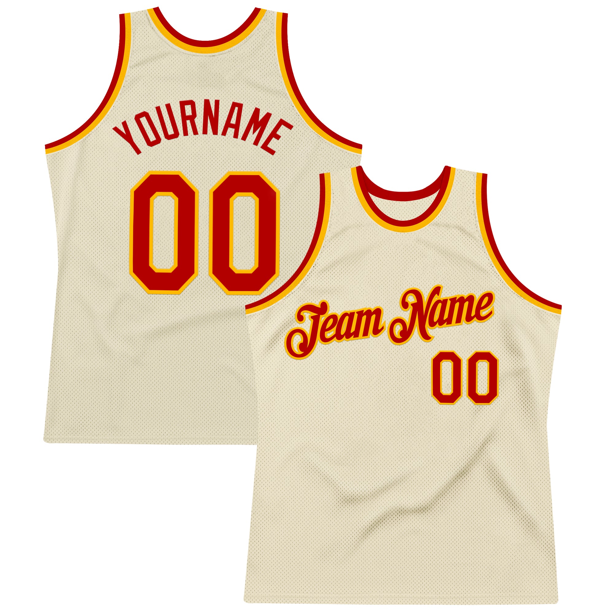 Custom Cream Red-Gold Authentic Throwback Basketball Jersey