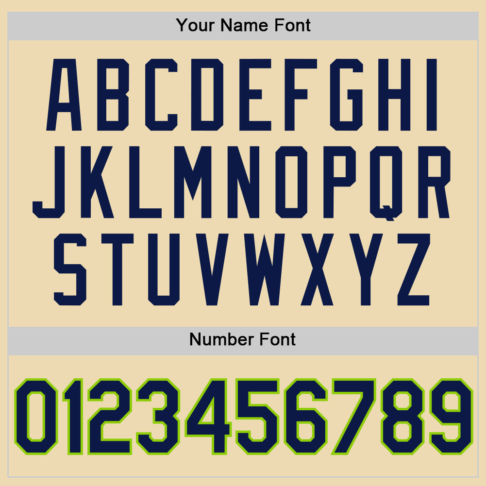 Custom Cream Navy-Neon Green Authentic Throwback Basketball Jersey