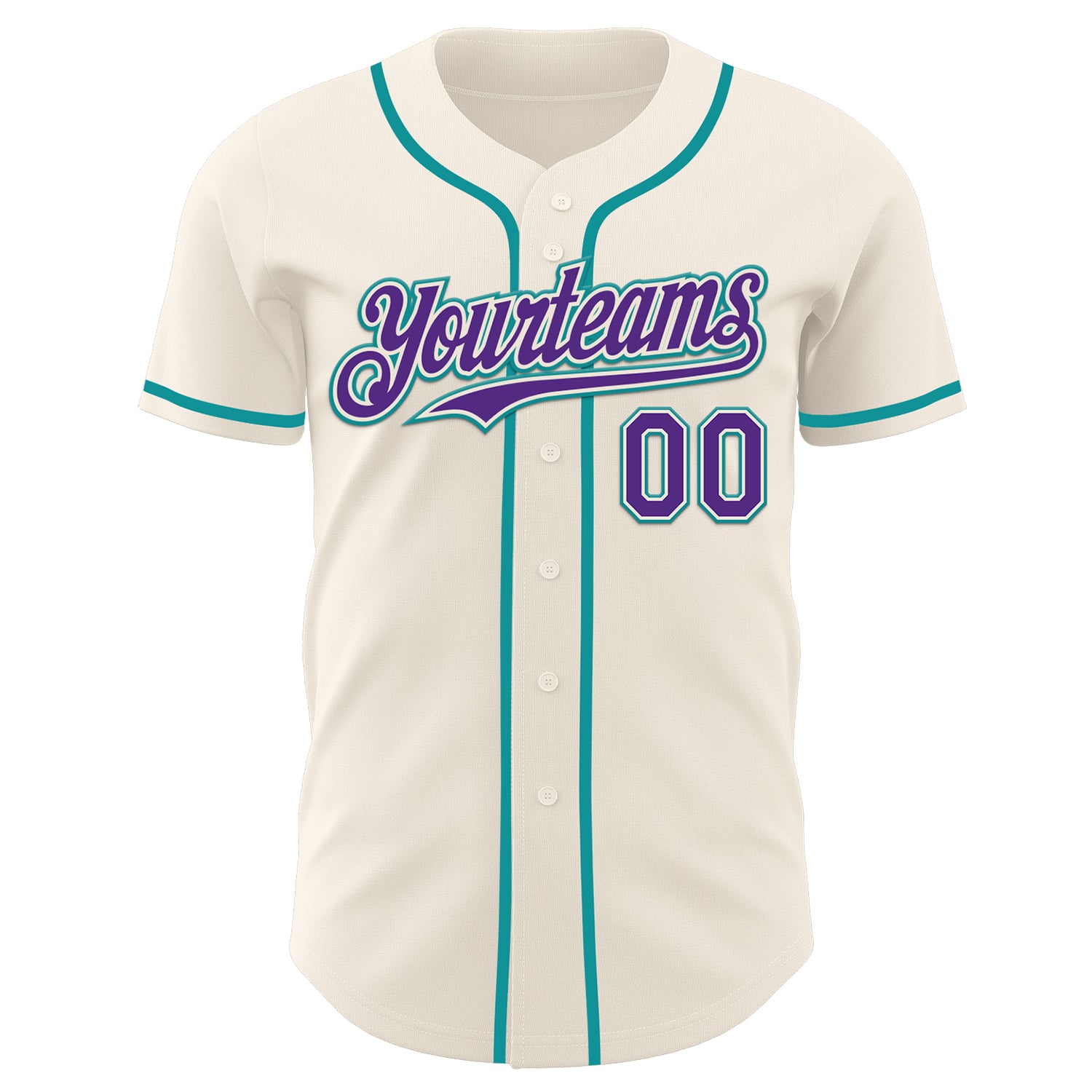 Custom Cream Purple-Teal Authentic Baseball Jersey