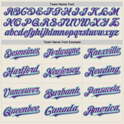 Custom Cream Purple-Teal Authentic Baseball Jersey