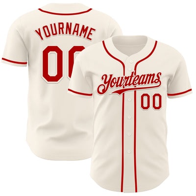 Custom Cream Red Authentic Baseball Jersey