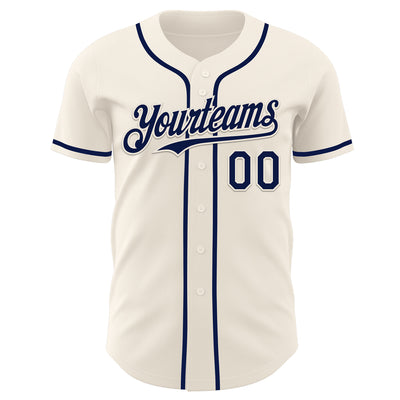 Custom Cream Navy Authentic Baseball Jersey