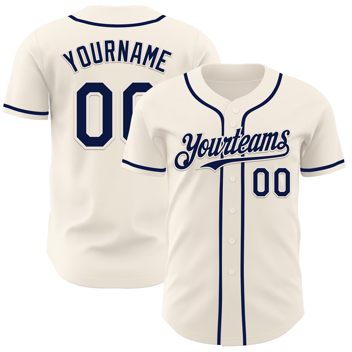 Custom Cream Navy Authentic Baseball Jersey