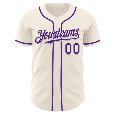 Custom Cream Purple Authentic Baseball Jersey