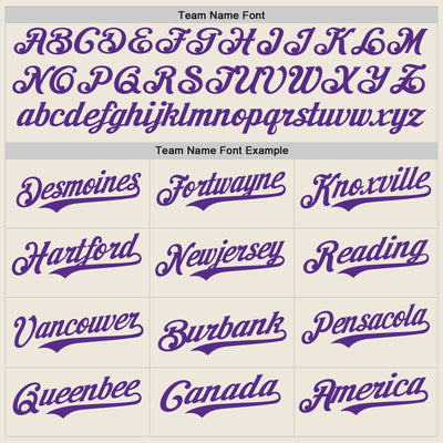 Custom Cream Purple Authentic Baseball Jersey