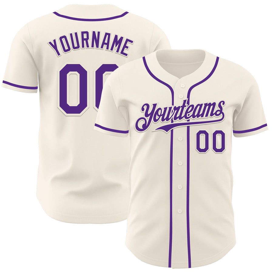 Custom Cream Purple Authentic Baseball Jersey