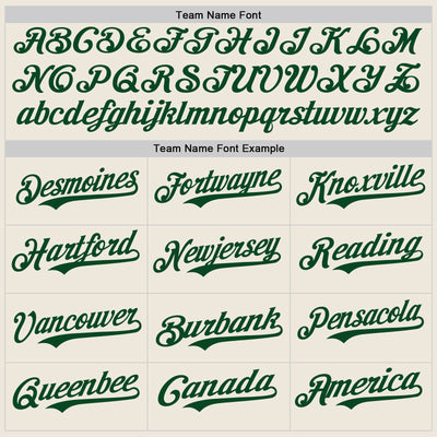 Custom Cream Green Authentic Baseball Jersey