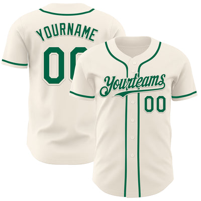Custom Cream Kelly Green Authentic Baseball Jersey