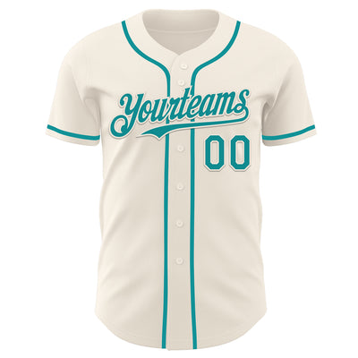 Custom Cream Teal Authentic Baseball Jersey
