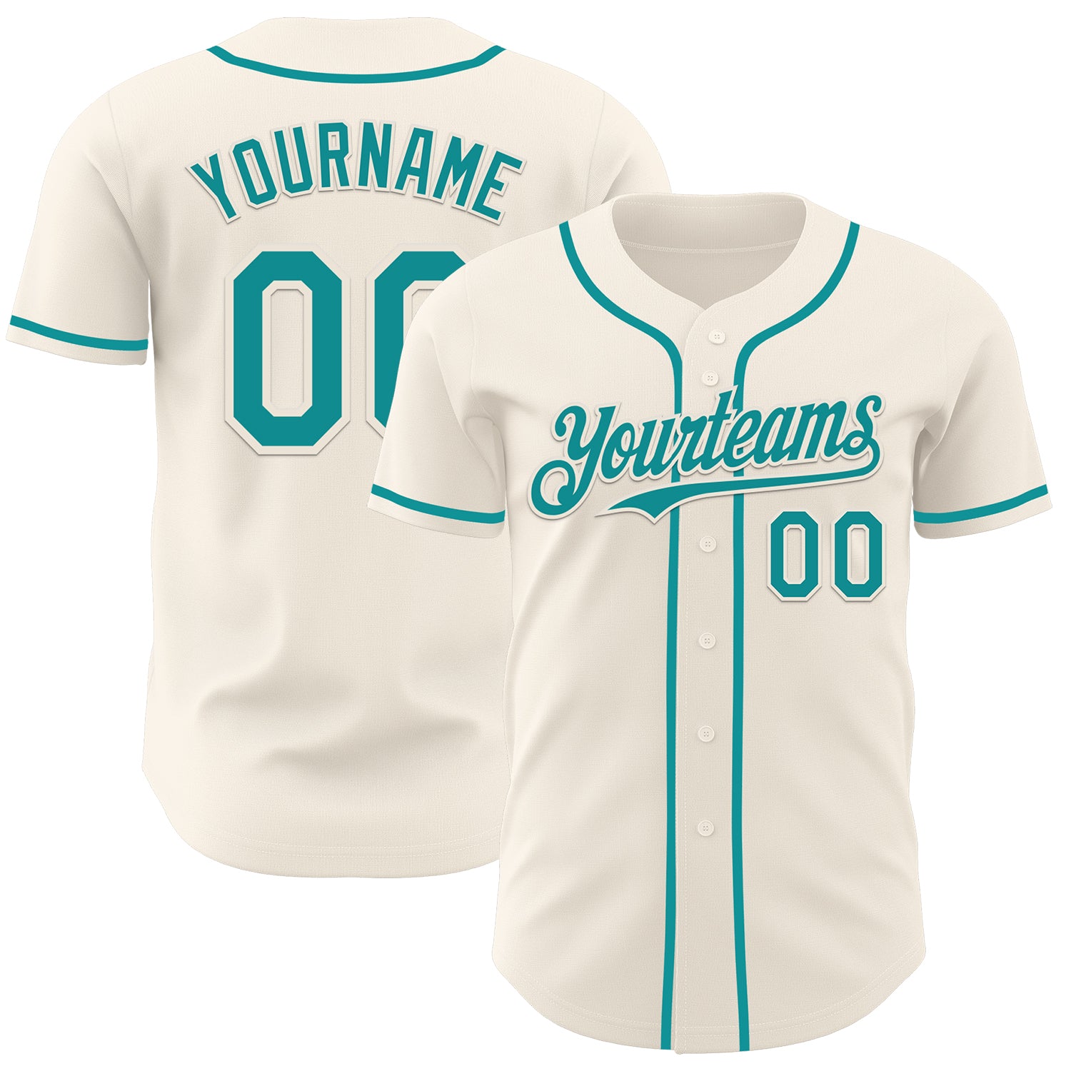 Custom Cream Teal Authentic Baseball Jersey