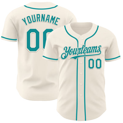 Custom Cream Teal Authentic Baseball Jersey