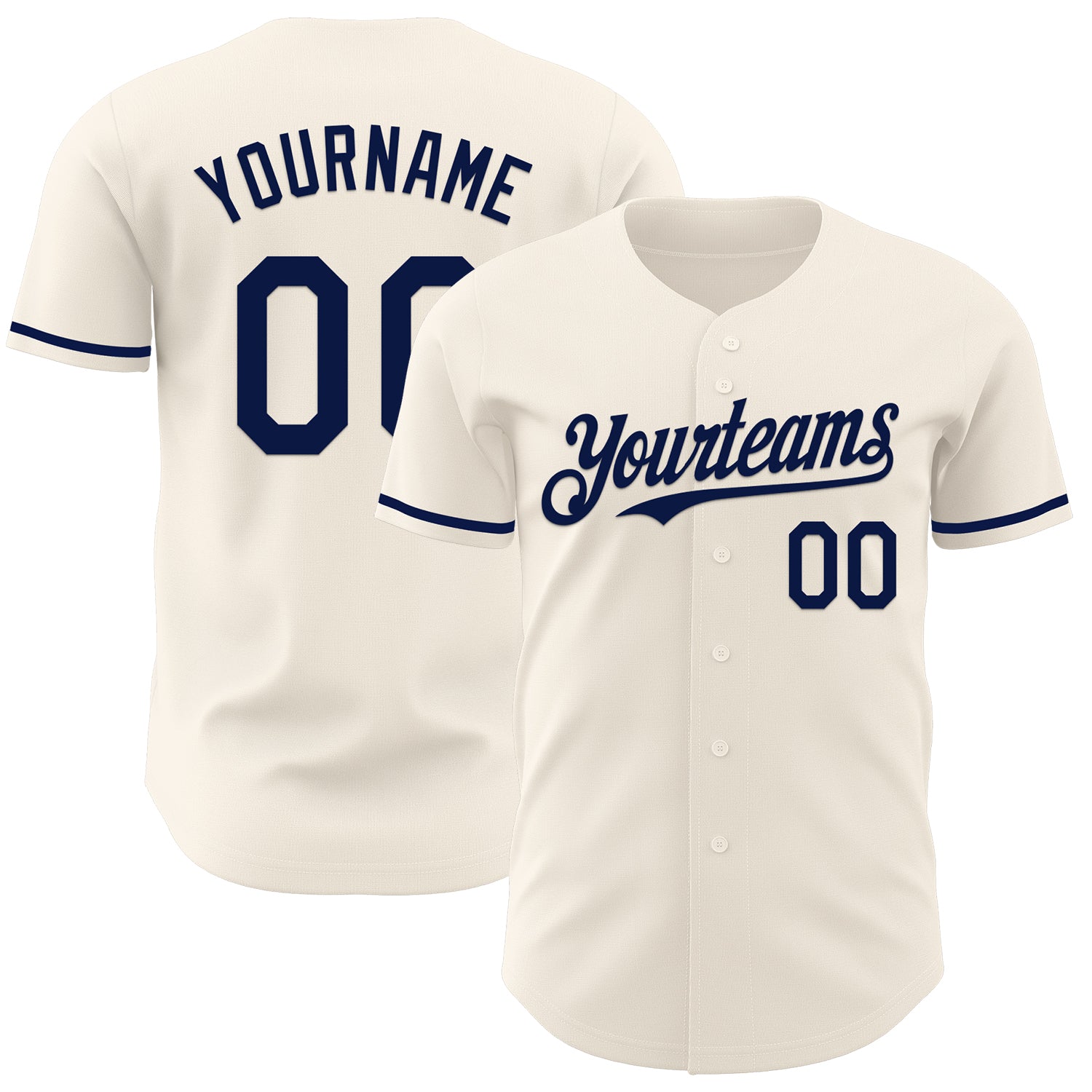 Custom Cream Navy Authentic Baseball Jersey