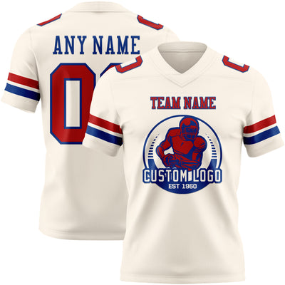 Custom Cream Red-Royal Authentic Football Jersey