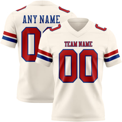 Custom Cream Red-Royal Authentic Football Jersey