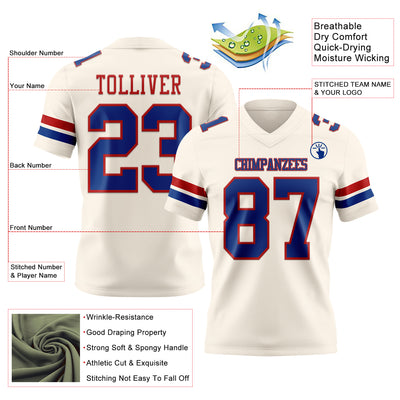 Custom Cream Royal-Red Authentic Football Jersey