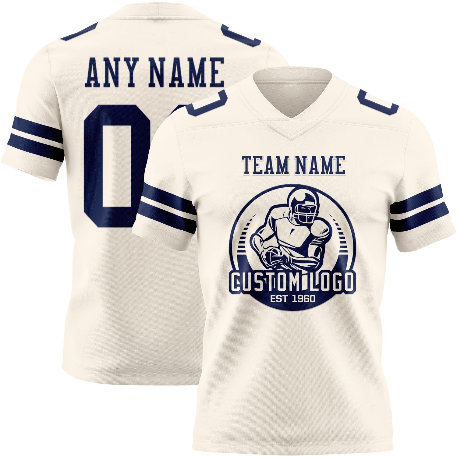 Custom Cream Navy Authentic Football Jersey