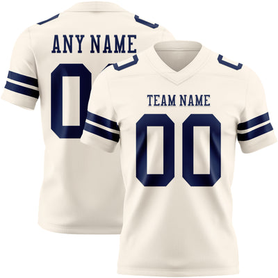 Custom Cream Navy Authentic Football Jersey