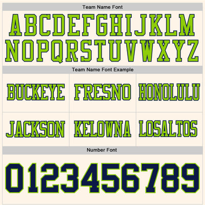 Custom Cream Navy-Neon Green Authentic Football Jersey