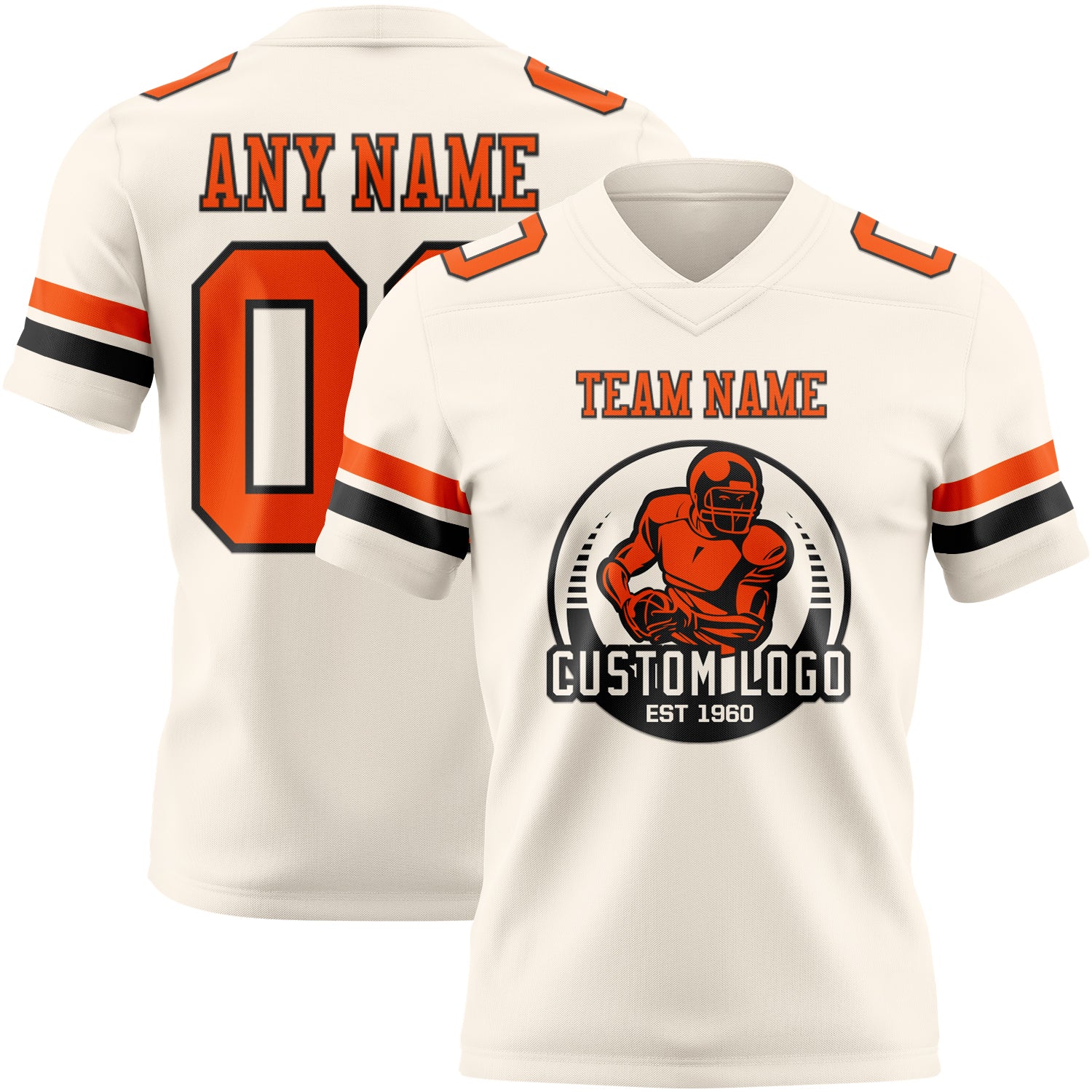 Custom Cream Orange-Black Authentic Football Jersey