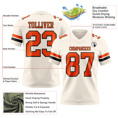 Custom Cream Orange-Black Authentic Football Jersey
