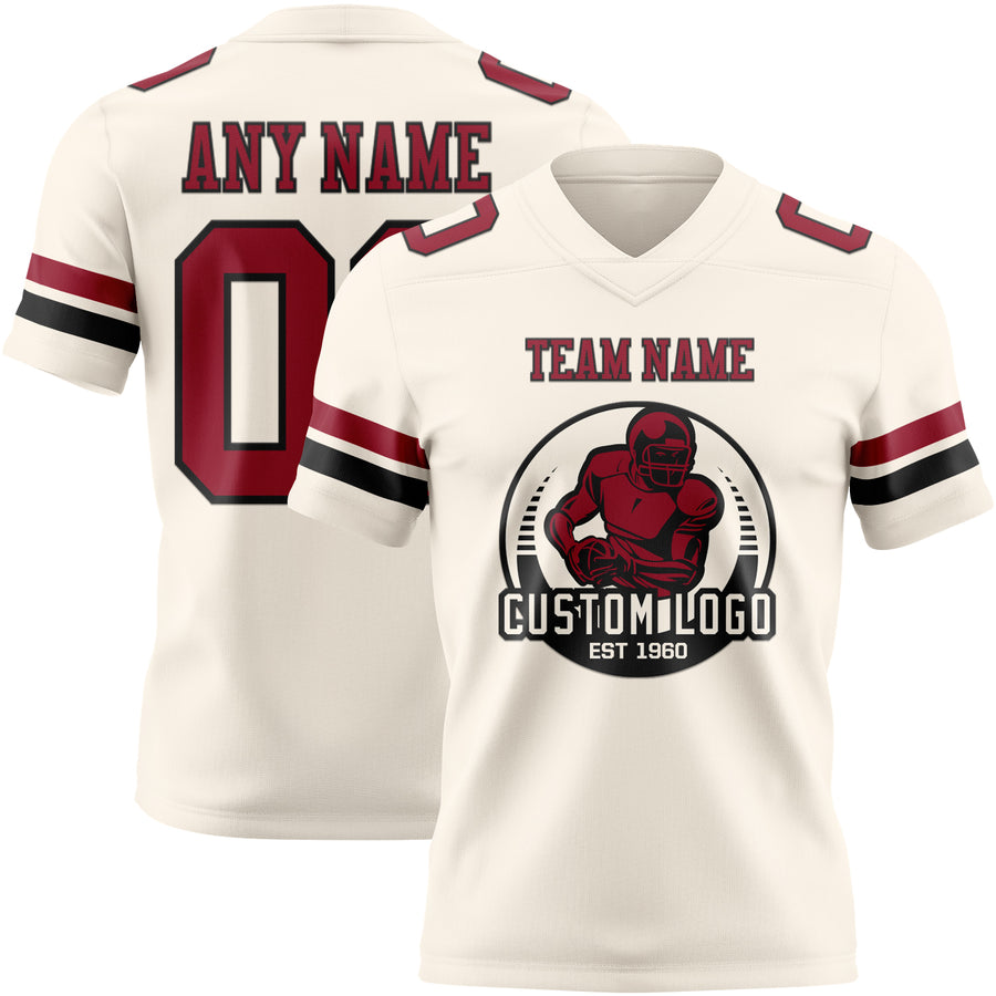 Custom Cream Cardinal-Black Authentic Football Jersey