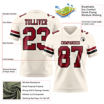 Custom Cream Cardinal-Black Authentic Football Jersey