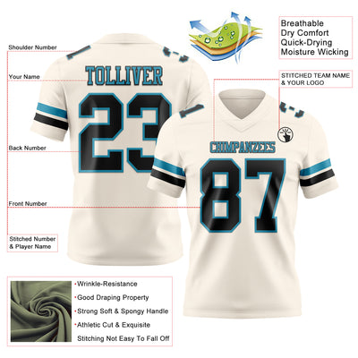 Custom Cream Black-Panther Blue Authentic Football Jersey