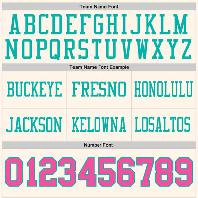 Custom Cream Pink-Aqua Authentic Football Jersey