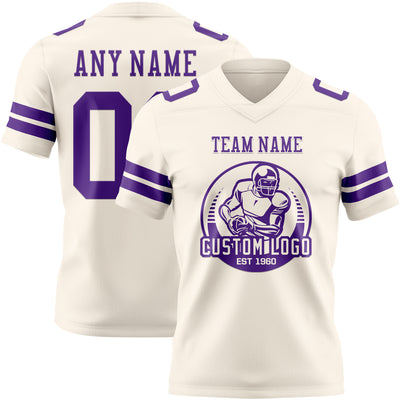 Custom Cream Purple Authentic Football Jersey