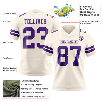 Custom Cream Purple Authentic Football Jersey