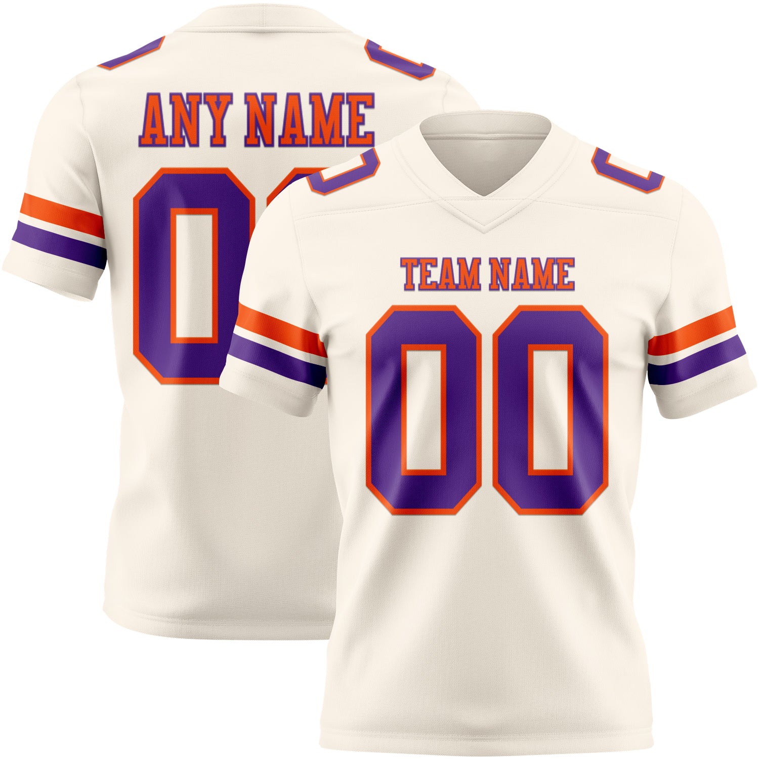 Custom Cream Purple-Orange Authentic Football Jersey