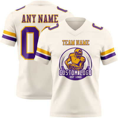 Custom Cream Purple-Gold Authentic Football Jersey