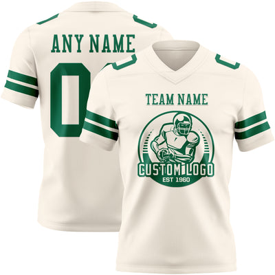 Custom Cream Kelly Green Authentic Football Jersey