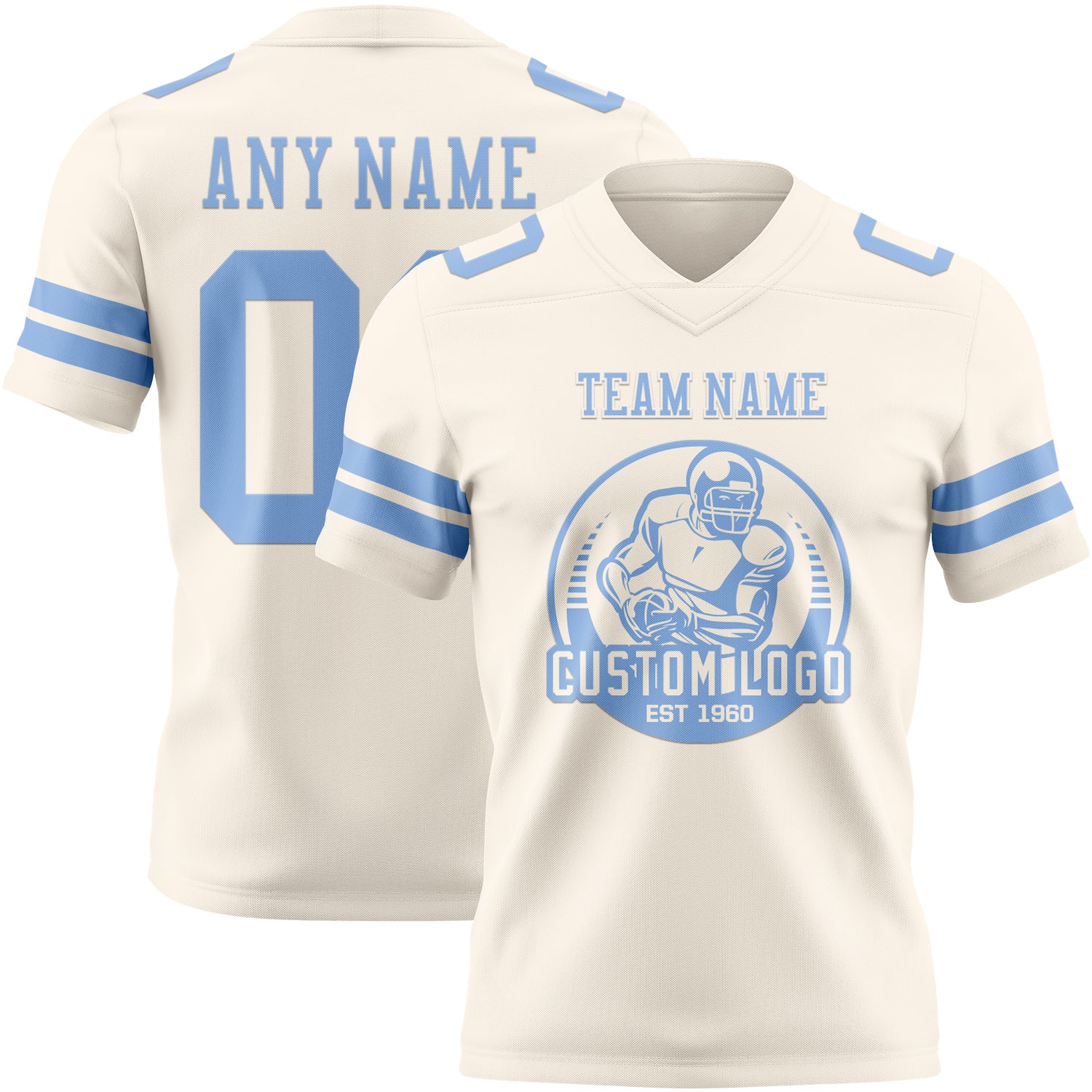 Custom Cream Light Blue Authentic Football Jersey