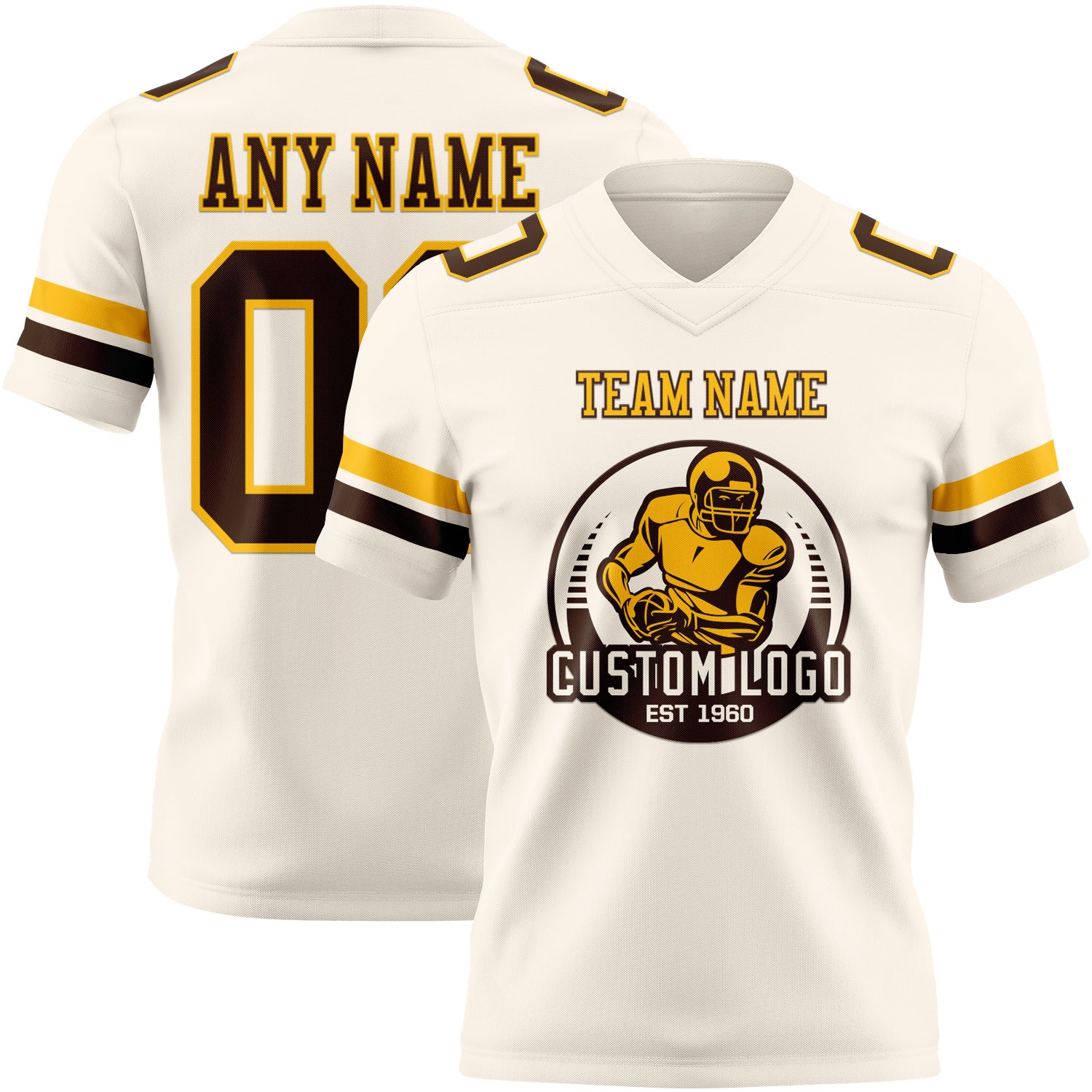 Custom Cream Brown-Gold Authentic Football Jersey