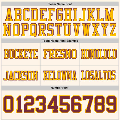 Custom Cream Burgundy-Gold Authentic Football Jersey