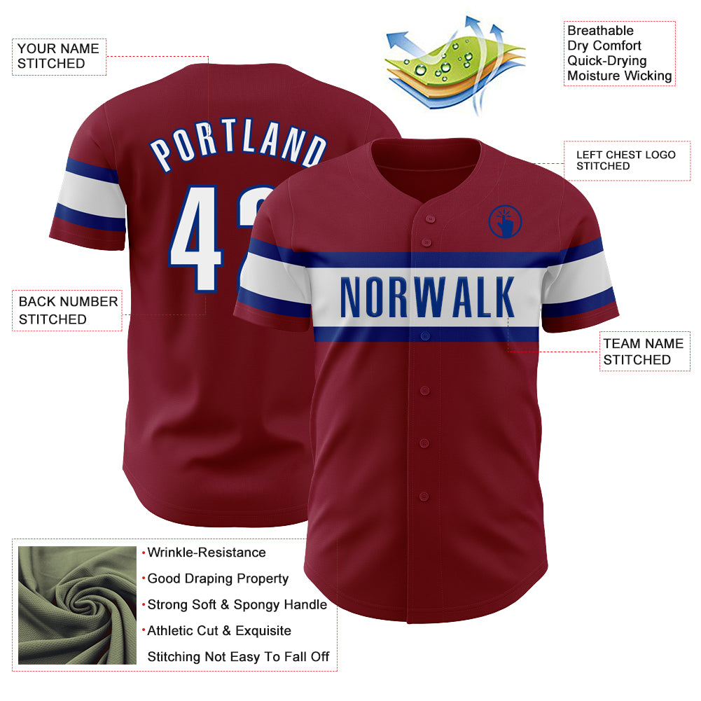 Custom Crimson White-Royal Authentic Baseball Jersey