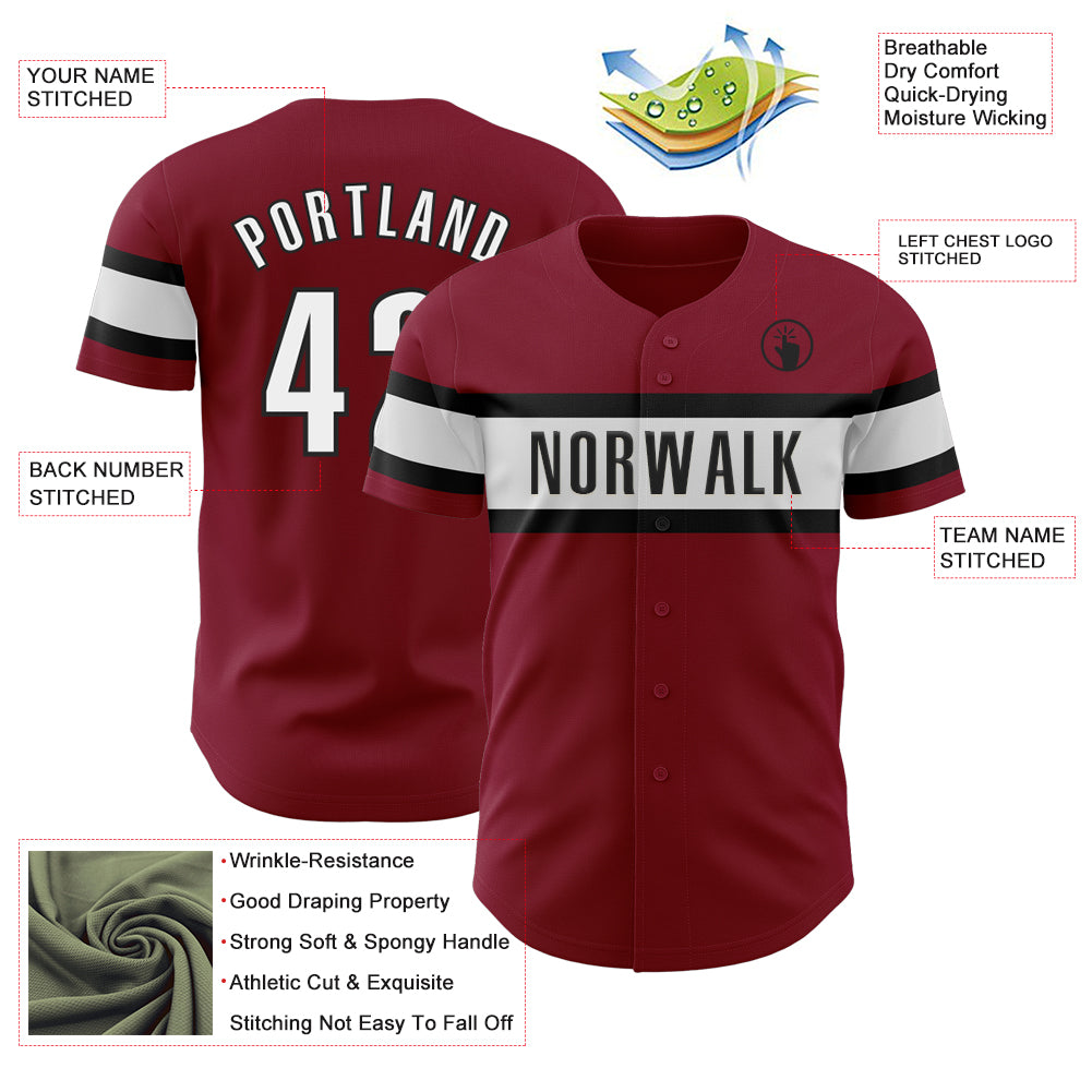 Custom Crimson White-Black Authentic Baseball Jersey