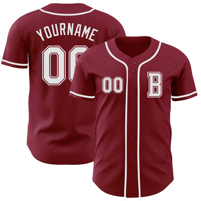 Custom Crimson White Authentic Baseball Jersey