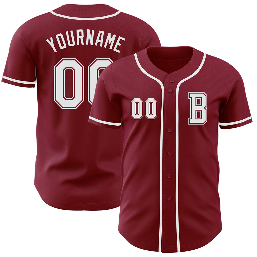 Custom Crimson White Authentic Baseball Jersey