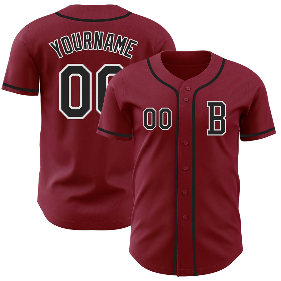 Custom Crimson Black-White Authentic Baseball Jersey