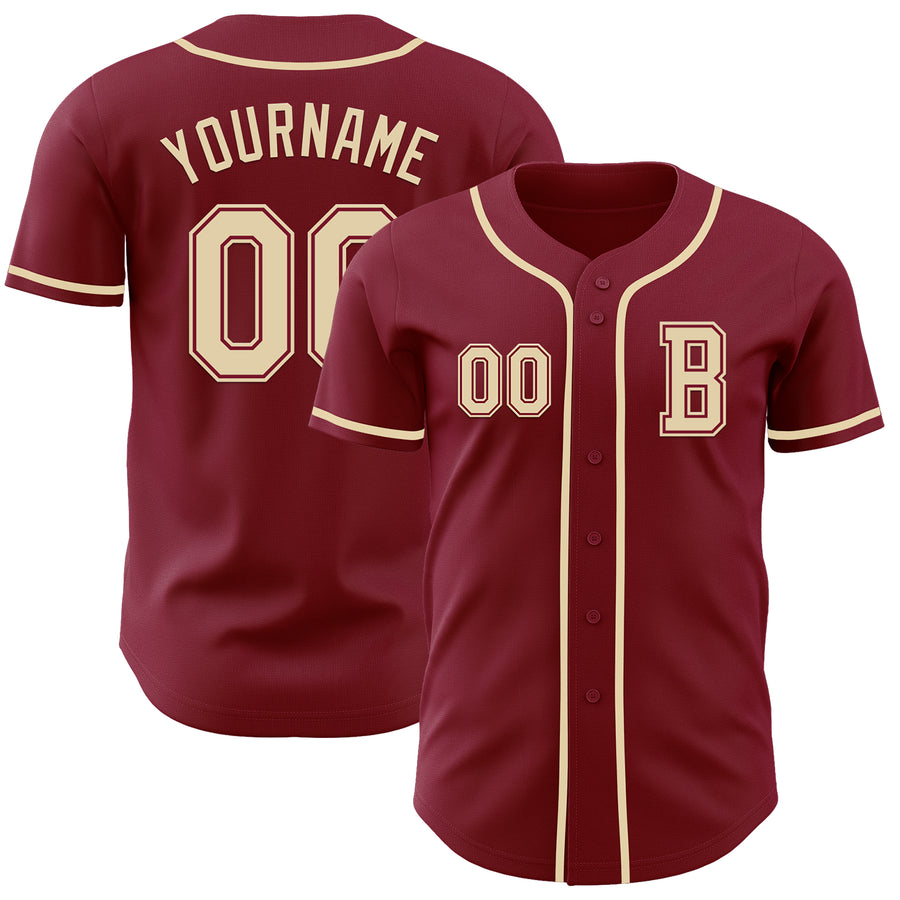 Custom Crimson Cream Authentic Baseball Jersey