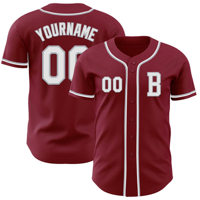 Custom Crimson White-Gray Authentic Baseball Jersey