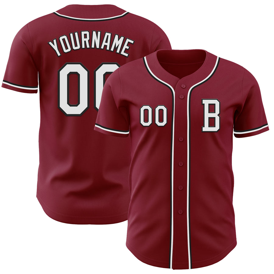 Custom Crimson White-Black Authentic Baseball Jersey