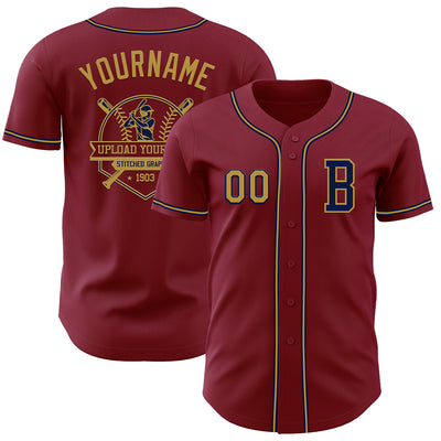 Custom Crimson Old Gold-Navy Authentic Baseball Jersey
